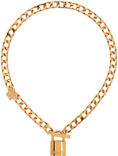 versace gold necklace price|versace lock statement necklace.